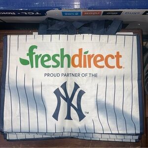 5 FRESH DIRECT NY Yankees Grocery Reusable Shopping Tote Bags 18x12x12 Limited